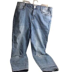 Forever 21 Womens Jeans Stretch Distressed Light Wash Straight Leg Size 14